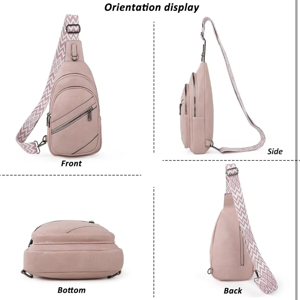 Pink leather Crossbody Bag
